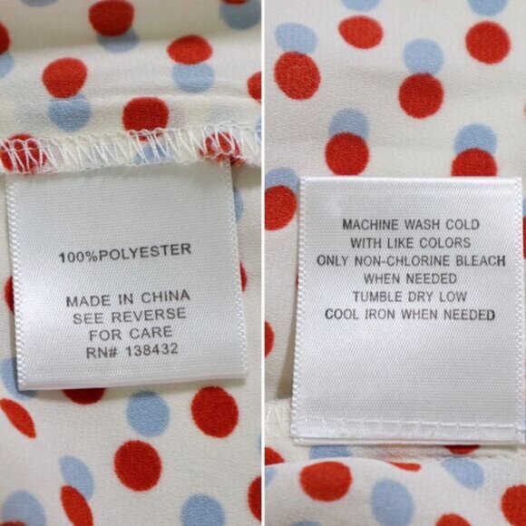 Modcloth Size 1X Pleasant Confidence Blouse Polka Dot Red Blue - Picture 11 of 11